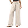 Women's Casual Fashion Cotton And Linen Drawstring Button Trousers