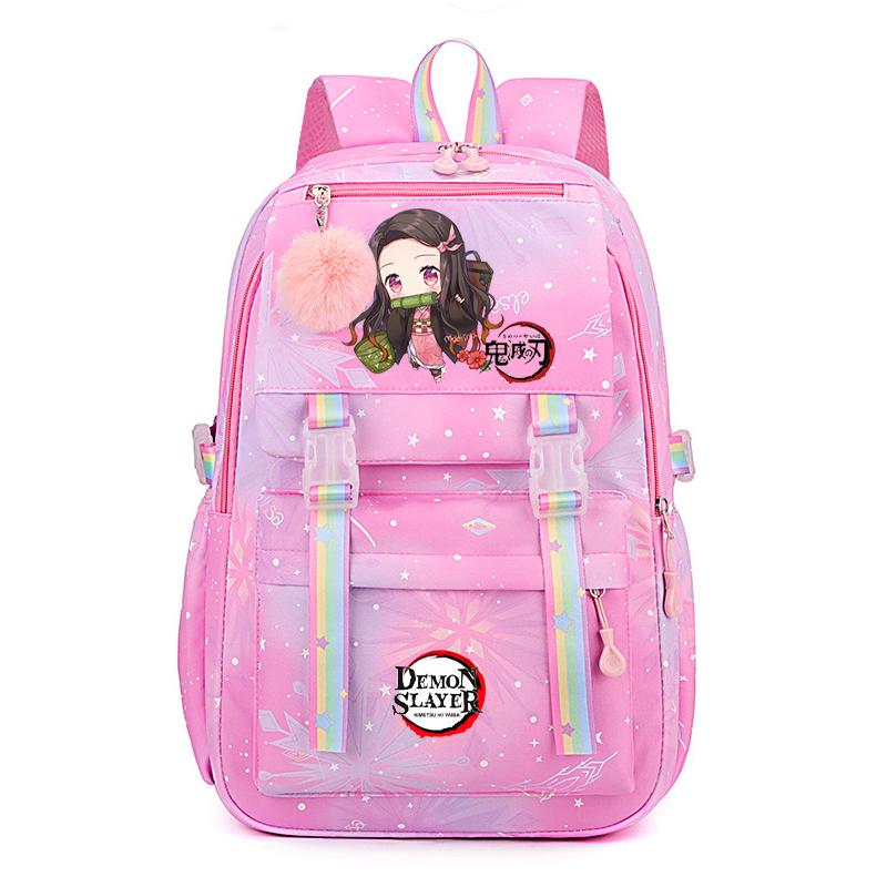 Anime Demon Slayer Backpack Computer Bagpack Sweet Soft Backpack Printed Girl Lightweight Schoolbag for Women Travel Leisure Bag Rucksack Mochila