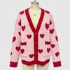 Women Autumn Winter Long Sleeve V Neck Love Heart Two Pocket Soft Breathable Loose Cardigan Sweater Coat