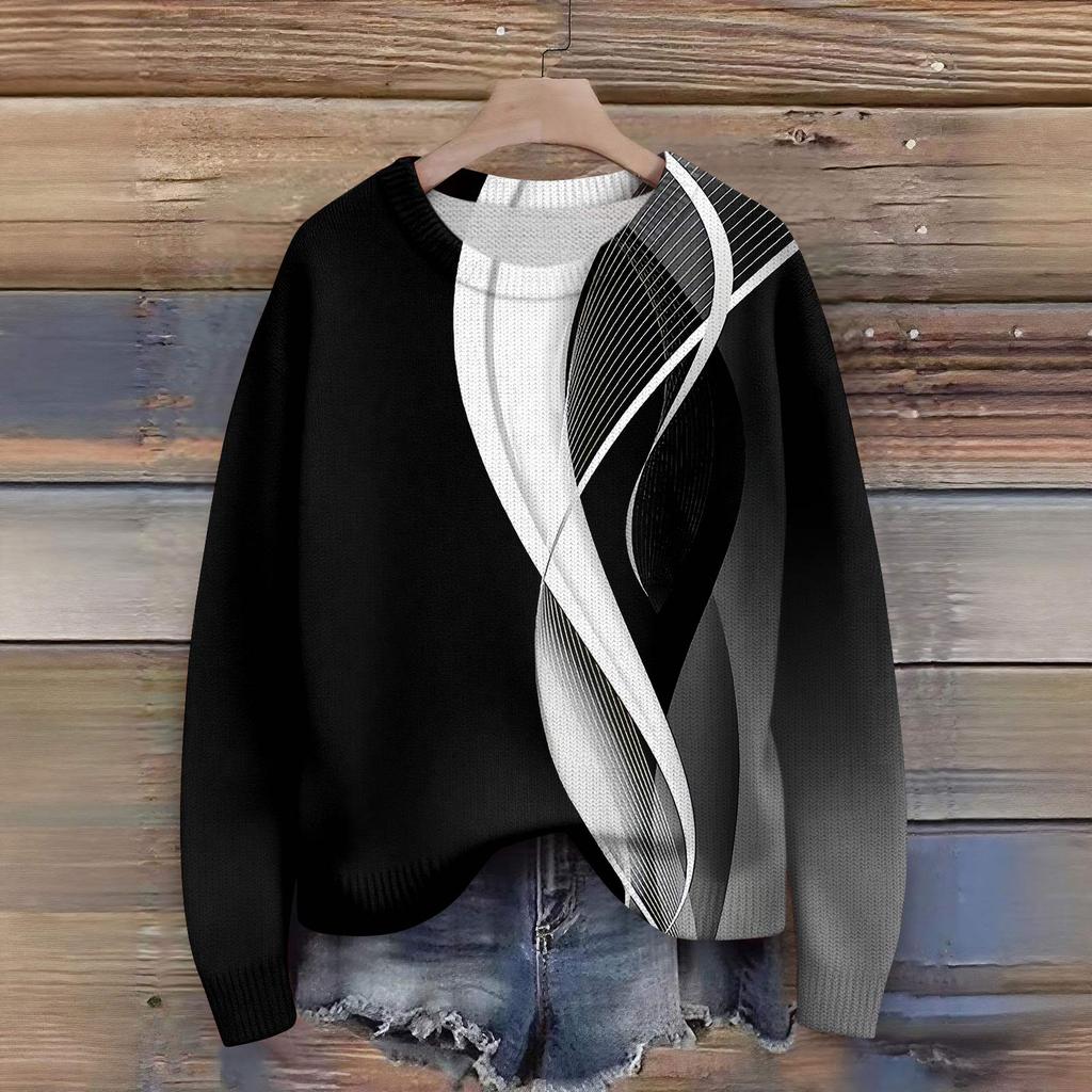Maglioni Pullover a Maniche Lunghe da Donna Girocollo Casual Carino Stampa Maglia Maglione Oversize