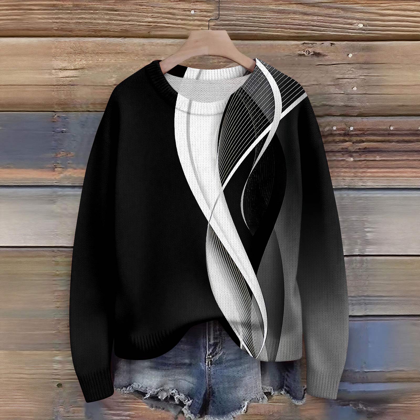 

Пуловеры с длинным рукавом для женщин, с круглым вырезом, повседневные, милые, с принтом, вязаные, оверсайз L