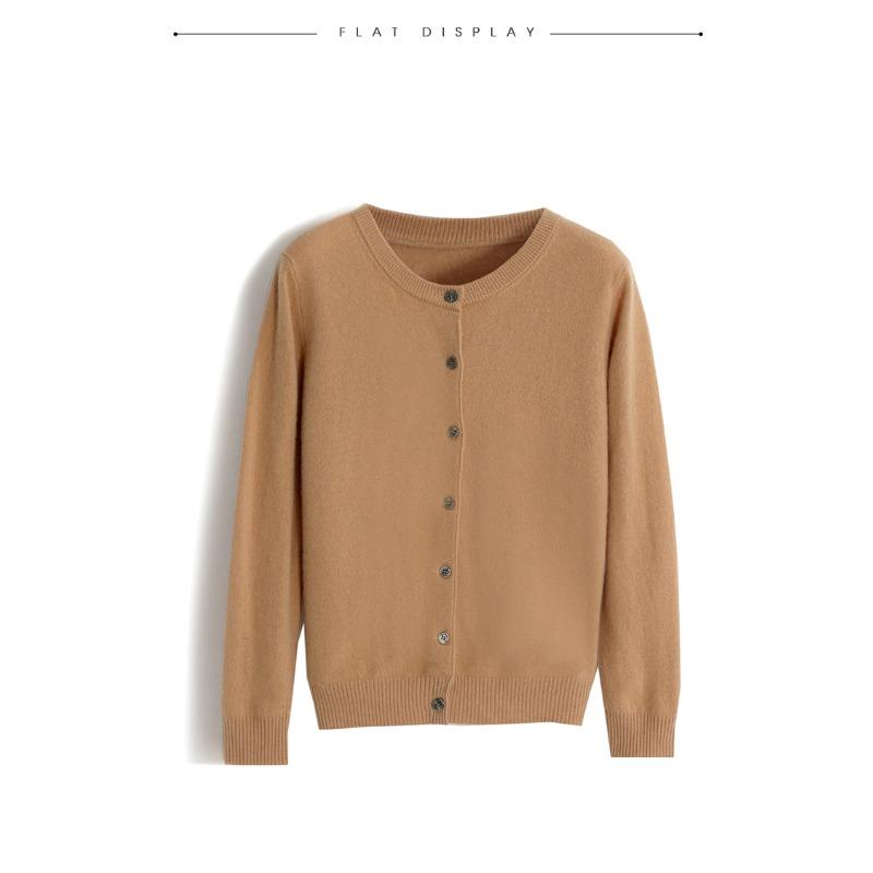 HNXC Wiosenno-jesienny kardigan z okrągłym dekoltem dla kobiet, luźny i wyszczuplający sweter, sweter dziergany, wszechstronny krótki top, damska warstwa bazowa płaszcza