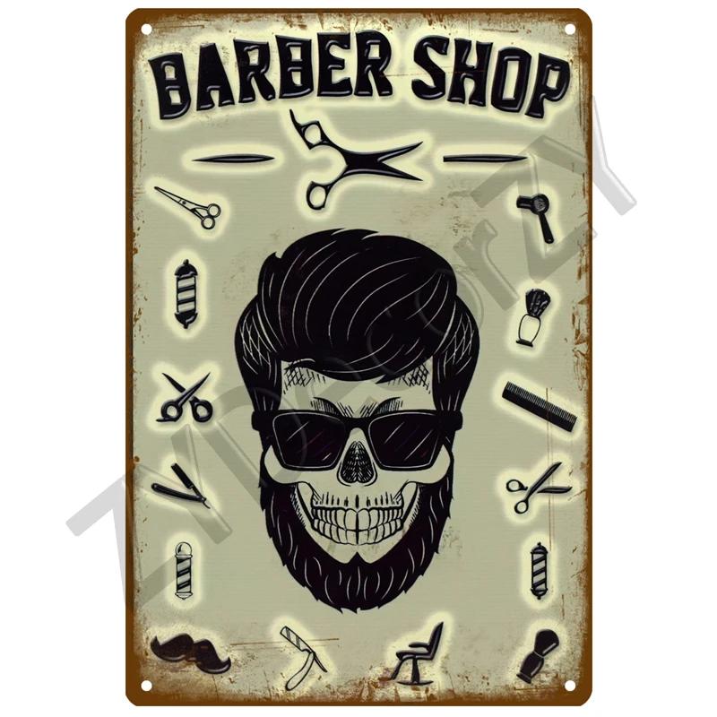 Barber Shop Plaque Metal Sign Vintage For Door Tin Sign Home Interior Paintings Mancave Wall Posters Room Decoration Decor Art