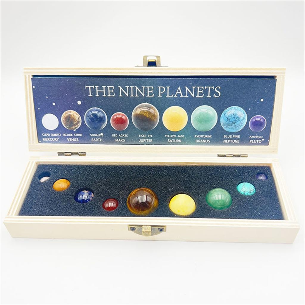 Nine Planets Of The Solar System Ornaments, Crystal Gemstone  Specimens, Round Desktop Planet Ornaments.