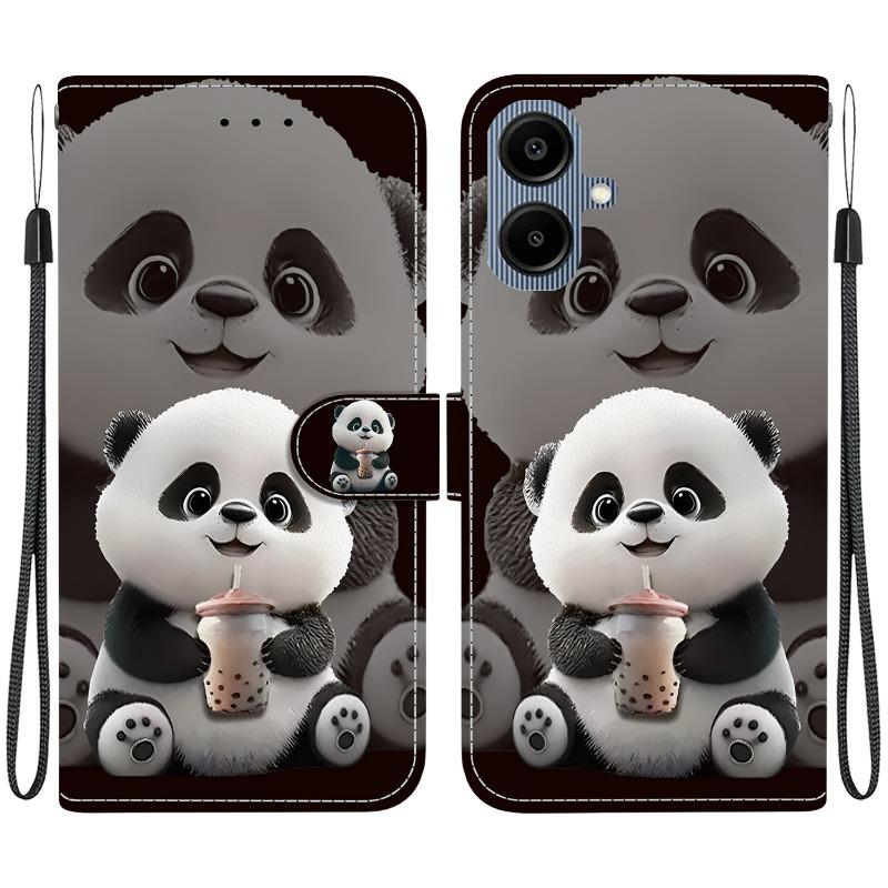 A06 Animal Case Lion Panda Leather Phone Cover For Samsung Galaxy A06 4G & 5G A065 A066 Wallet Flip Coque Magnetic Protect Cases