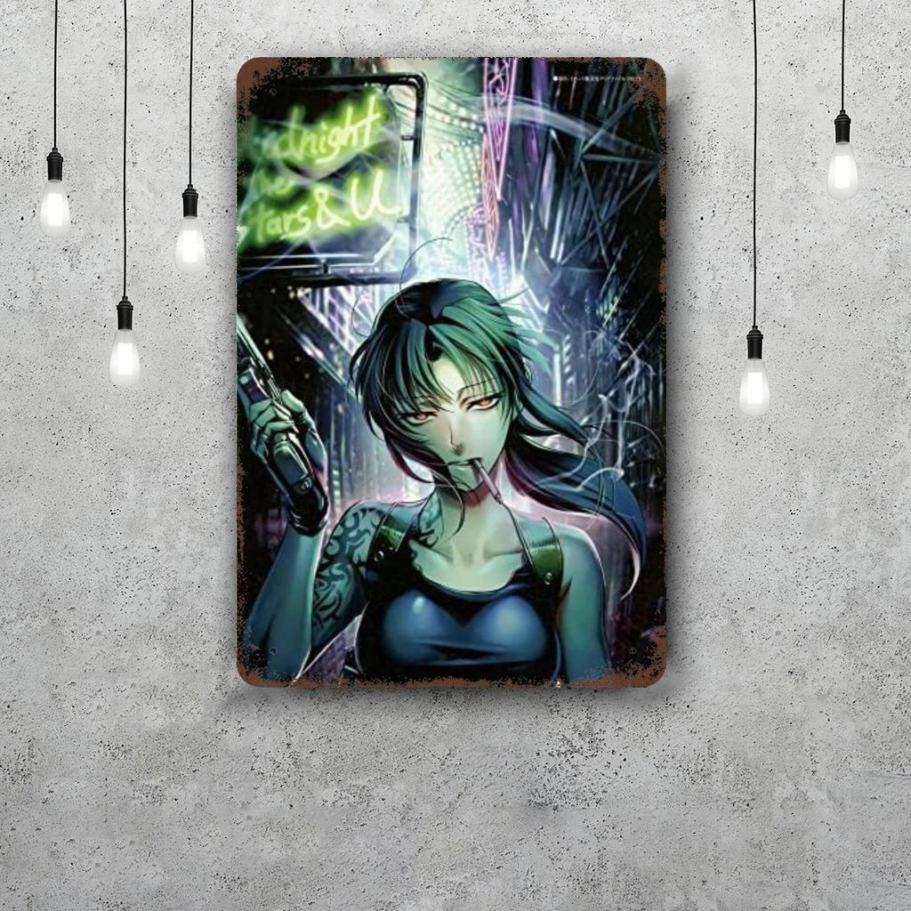 black lagoon 3 cartoon Decor Vintage Metal Signs Tin Signs Captain Poster Decor for Bar Pub Club Man Cave Wall Decoration