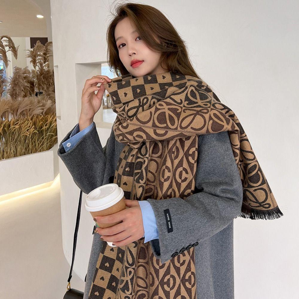 

Soft Long Warm Lattice Shawl Patchwork Winter Neck Scarf Elegant Plaid Knitted Scarf Autumn/Winter