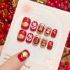 24Pcs Fake Nails New Year Nail Art Stickers Festive Cat Wearable Nails Wearable Full Cover Nails Tips Artificial False Nails