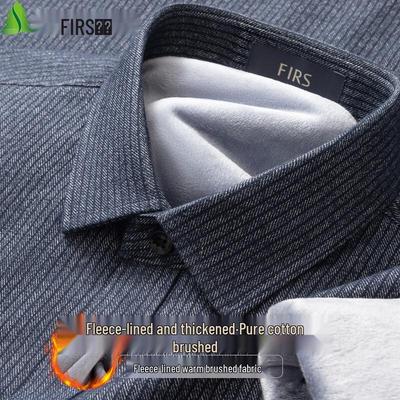 FIRS Men's Pure Cotton Plush Warm Flannel Shirt