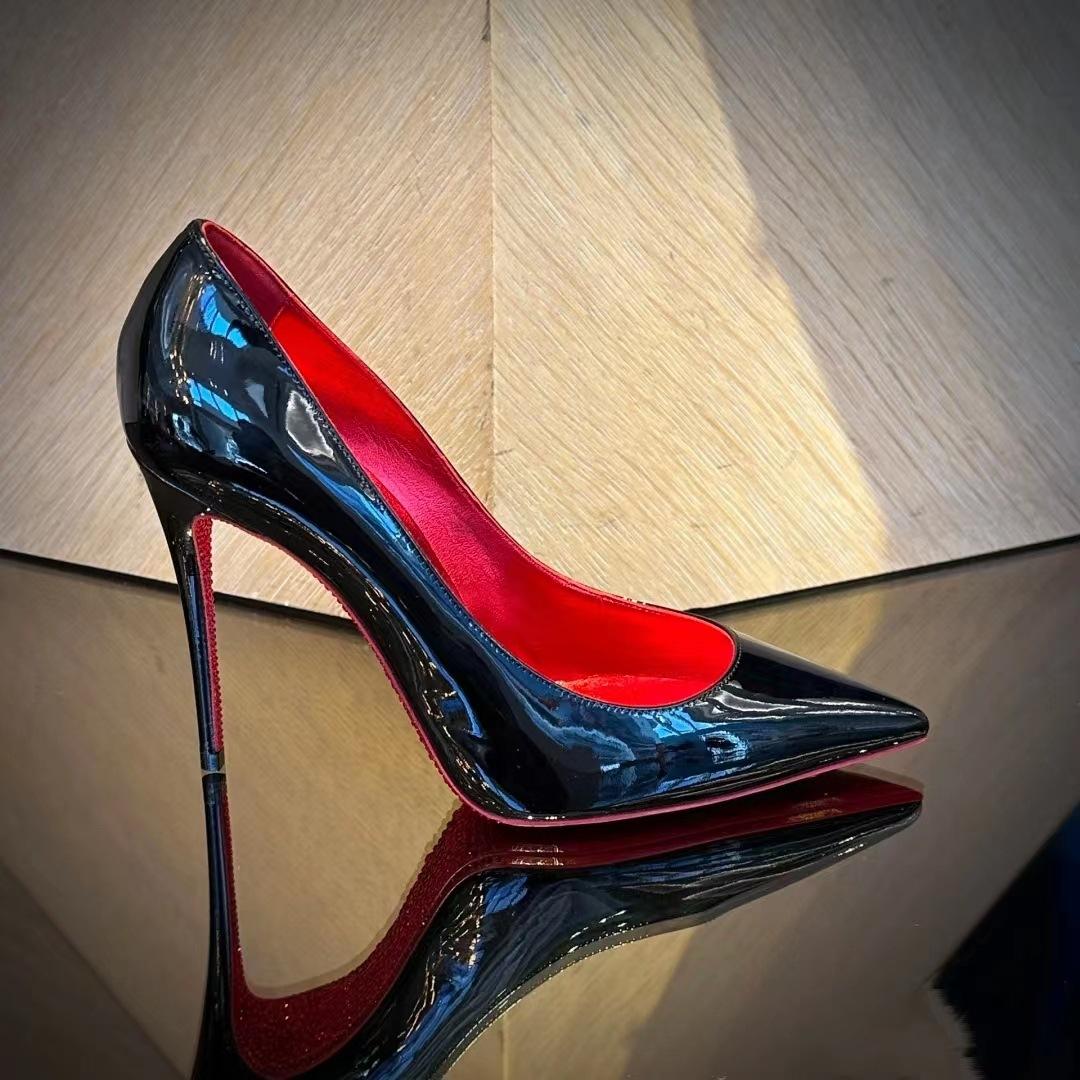 

Red sole black high heels CL2025 sexy night show patent leather mirror stiletto gun shoes genuine leather women s shoes super high heel 40 абрикосовый