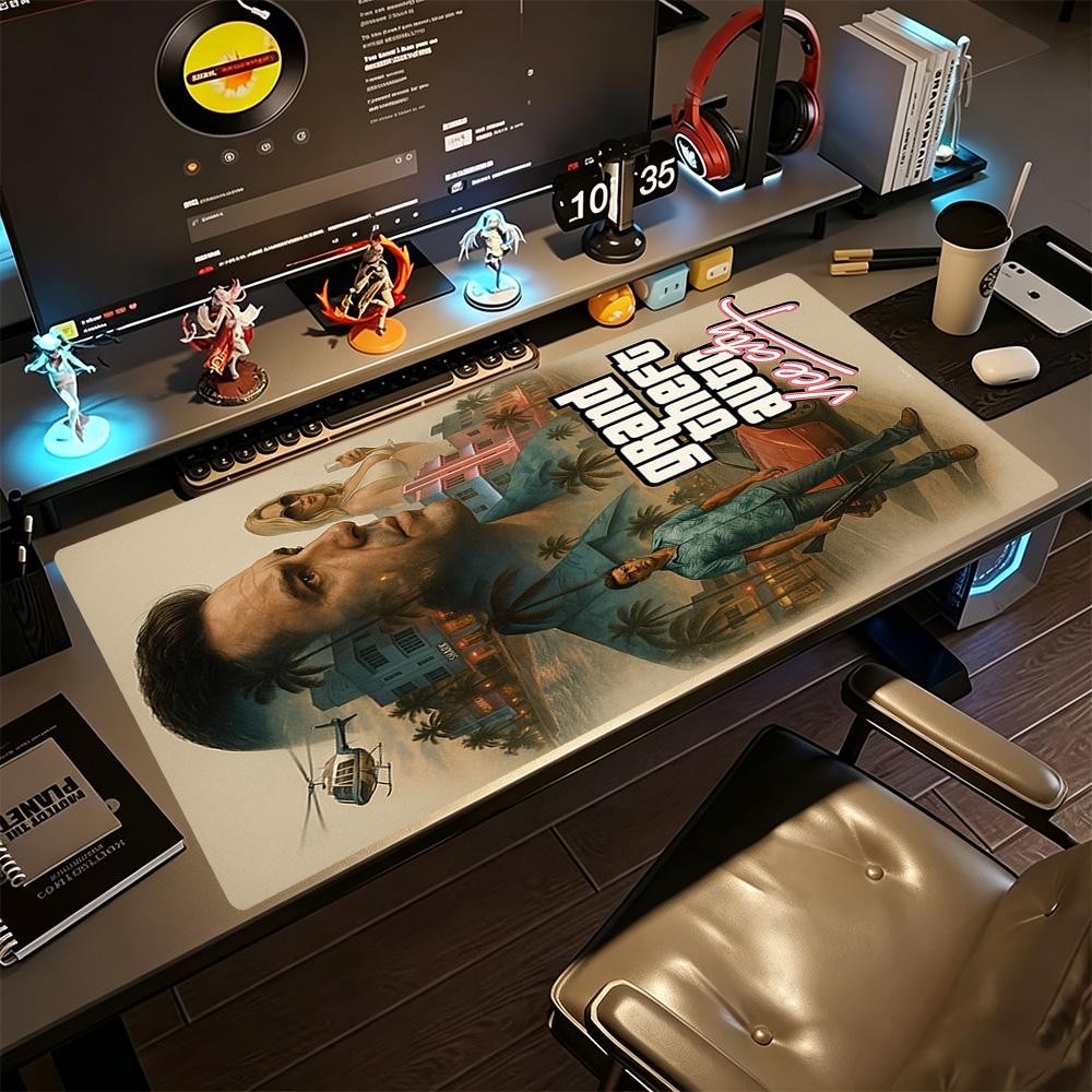 Tapis de Souris Gaming Gta Tapis de Souris Gamer Tapis de Souris de Bureau Base en Caoutchouc Antidérapante Accessoire de Bureau