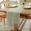 Hand Woven Solid Color Lace Table Runner with Fringe for Farmhouse Christmas Dining Table Decor