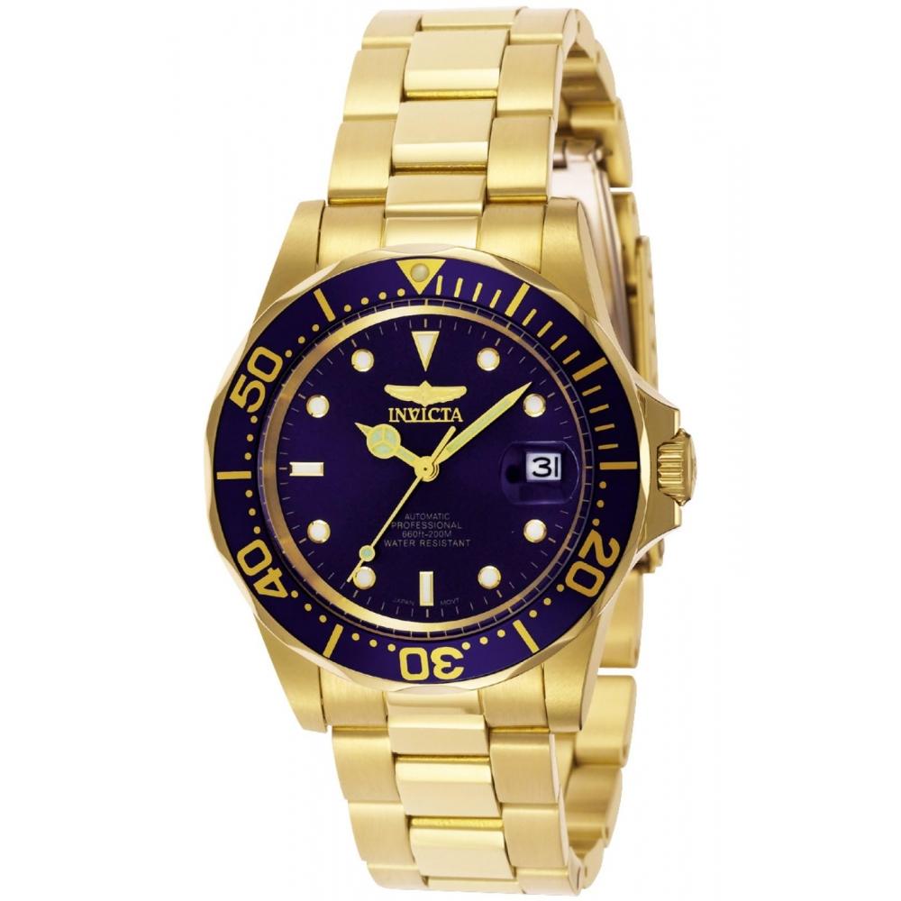 

[Invicta] Pro Diver Автоматические часы 40 мм Корпус Золотой Нержавеющая сталь Ремешок Синий Циферблат 8930 Мужские