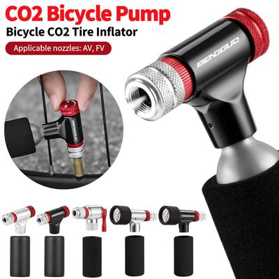 CO2-Inflator für Fahrradreifen Mini-CO2-Pumpe für Presta Schrader Ventil Fahrrad CO2-Kartuschen-Inflator-Kopf Tragbarer Fahrradreifen-Infla