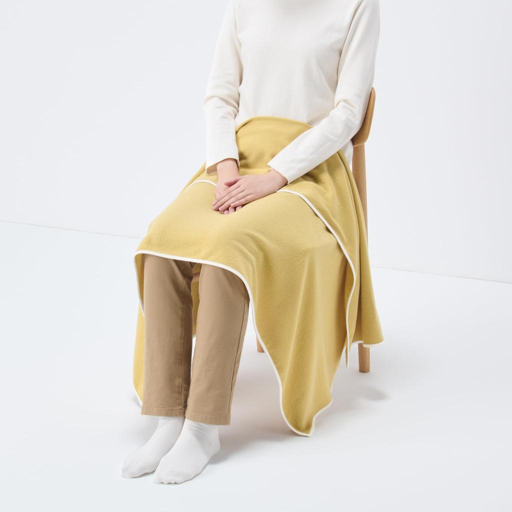 MUJI Cotton Sinker Pile 80 x 130 Light 84932915 Throw, cm, Mustard,