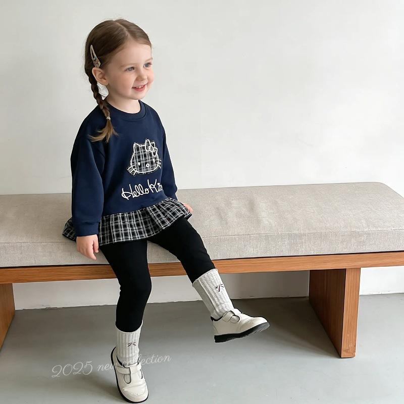 2025 Mädchen Frühling-Herbst Hoodie & Schleifen-Spitzen-Patchwork-Set