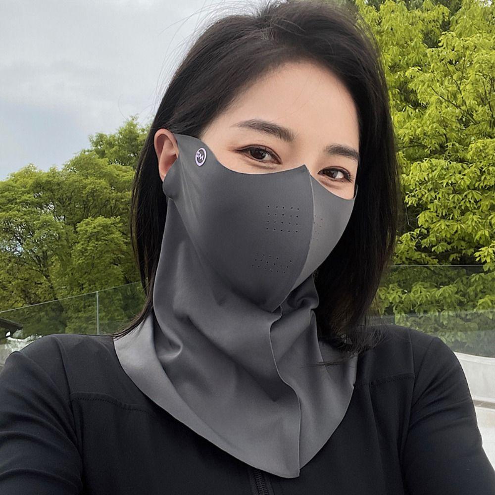 

Outdoor Sport Sunscreen Mask Women Traceless Mask Ice Silk Anti-UV Facemask Summer Cycling Sun Protection Breathable Thin темно-сірий колір