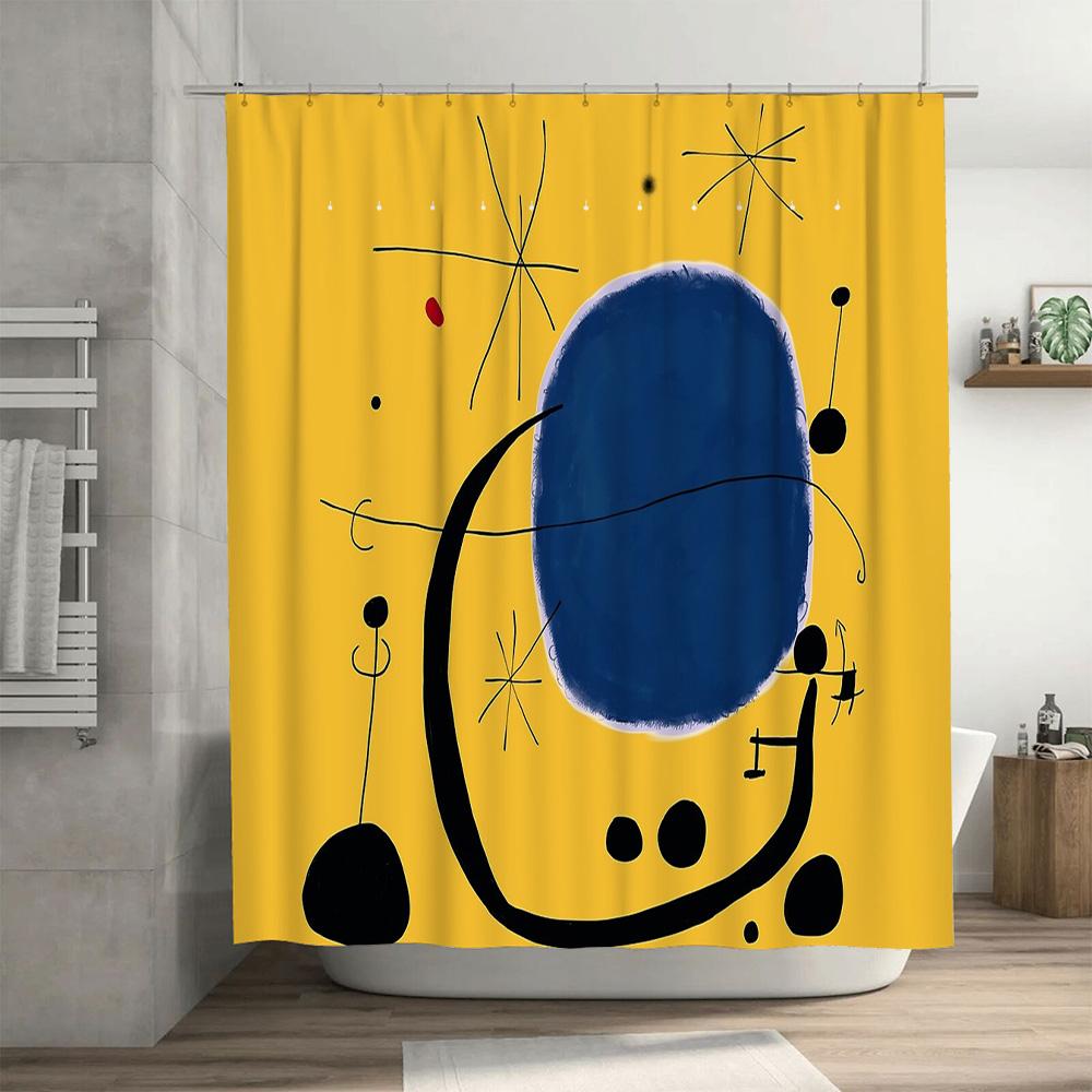 Abstract Art Shower Curtain Modern Minimalist Decor Bathroom Fabric Liner Waterproof Vintage Geometric Pattern Backdrop