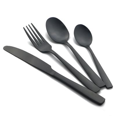 16pcs (4set) Conjunto de talheres preto fosco, faca, garfo, colher, talheres, conjunto de mesa de sobremesa, conjunto de louça de aço inoxidável, talheres de cozinha