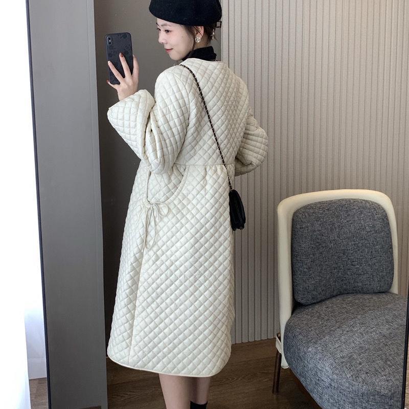 Manteaux amples à simple boutonnage Parkas Argyle Robe Parka matelassée en coton noir Veste bouffante pour femme Automne Hiver Ropa