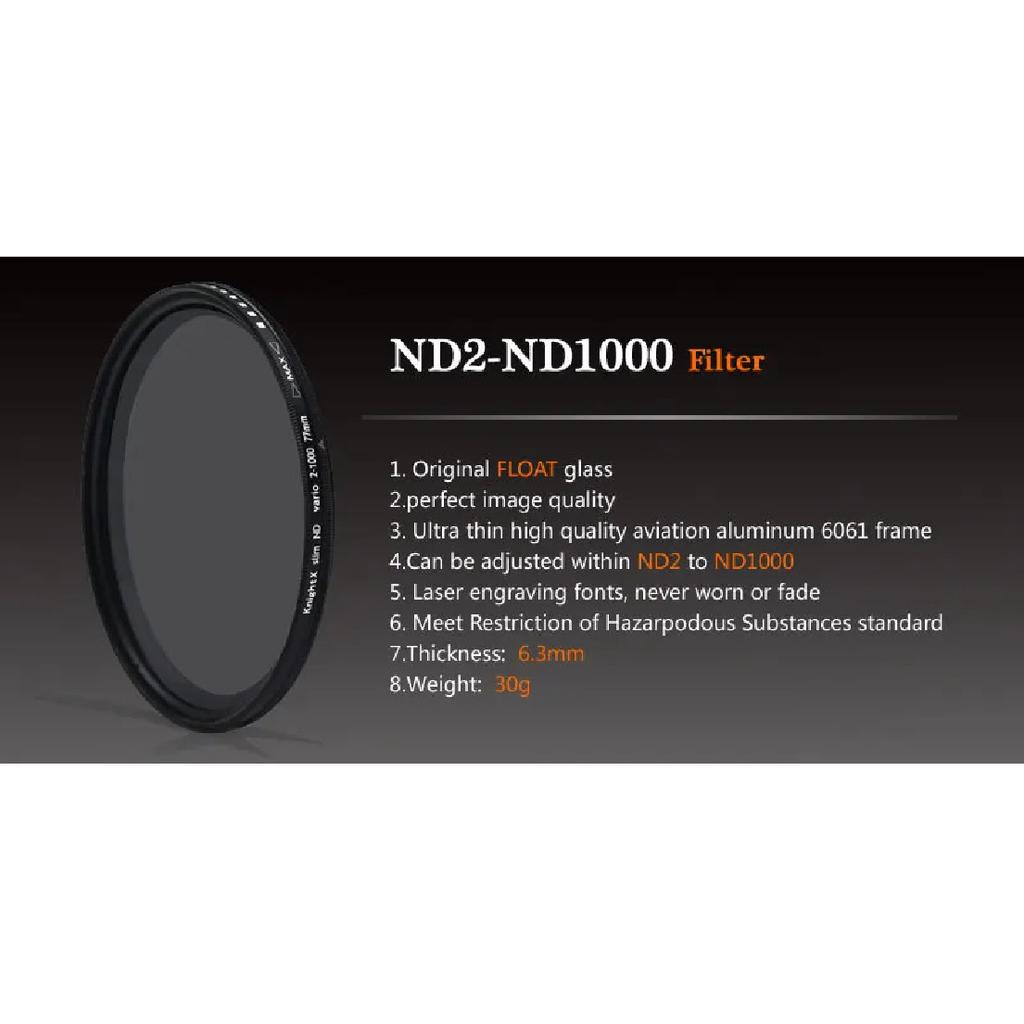 KnightX ND2-1000 Adjustable Neutral Density DSLR Camera Lens Filter Accessories 58 Mm 67mm 72mm For Nikon D5300