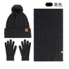 Autumn and Winter Knitted Hat, Scarf, Touch Screen Gloves, Headband, Four-piece Set, Double-layer Velvet Thermal Knitted Hat.