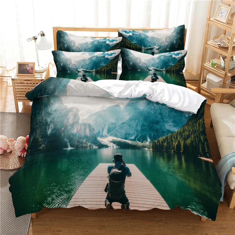 Ropa De Cama River Water Love Clouds Duvet Cover Set 100% High Quality Super Soft Comfortable Bed Linens Set 2/3pcs Dropship