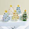 Festive Desktop Ornament Glazed Glass Christmas Tree Figurine, Handcrafted Modern Holiday Table Centerpiece for Display, Colorful Gift Friends
