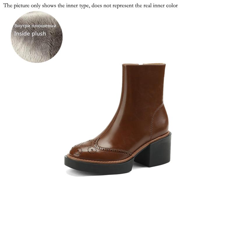 Fashion Autumn Winter Women Boots Round Toe Chunky Heel Women Shoes Solid Ankle Boots Platform Shoes Retro Bullock Chelsea Boots