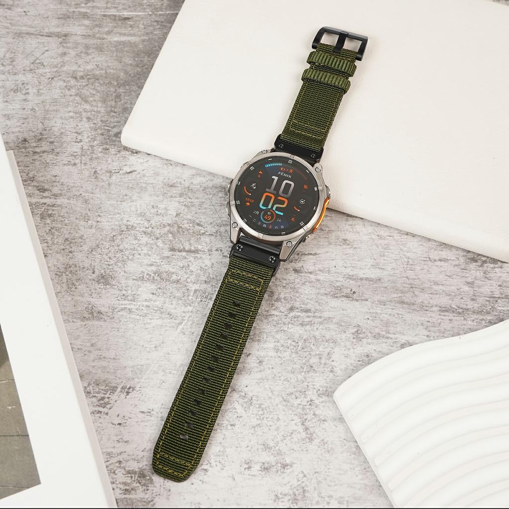 20mm Quick Release Strap for Garmin Fenix 8 43mm/Descent MK3/MK3i/Fenix 7S/7S Pro Nylon Braided Watch Band