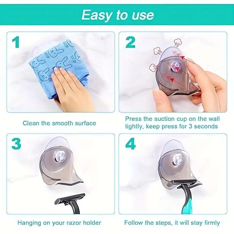 Suction Cup Razor Holder Punch-free Manual Razor Shaver Storage Rack Drain Wall-mounted Bathroom Storage Rack