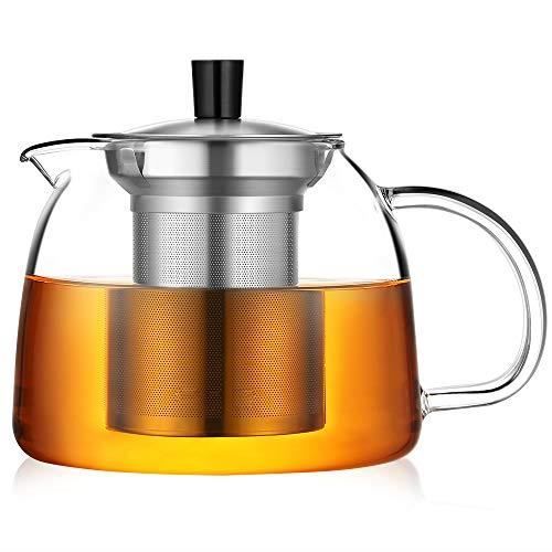 Ecooe glass teapot 1000 ml teapot with stainless steel filter glass pitcher on the stove (1000 ml)