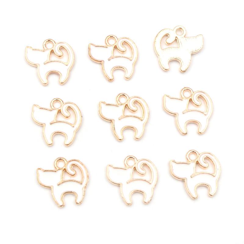 30pcs/Lot 13*13mm Cute Colorful Enamel Cartoon Cat Pendants For Necklaces Earrings Girl Charms Jewelry Making Findings