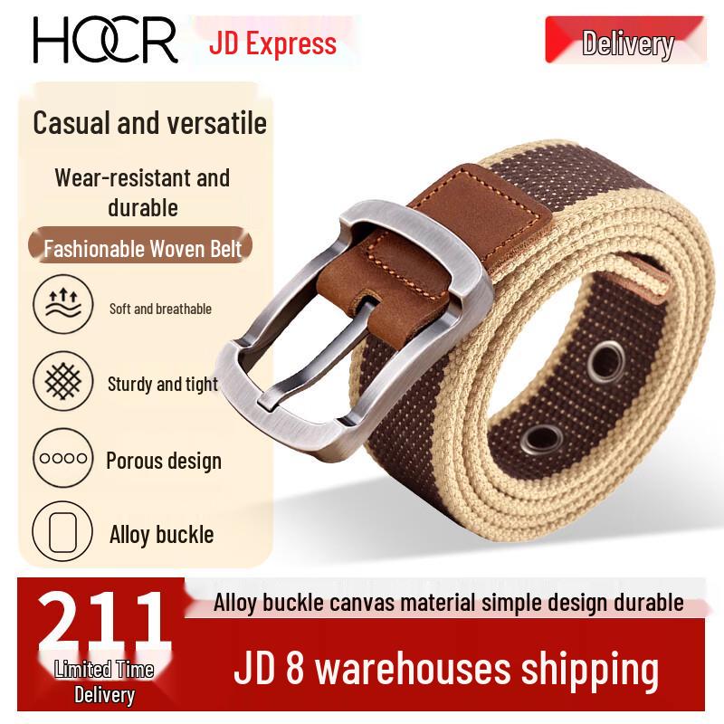 HOCR Men s Casual Canvas Pin Buckle Belt 120cm