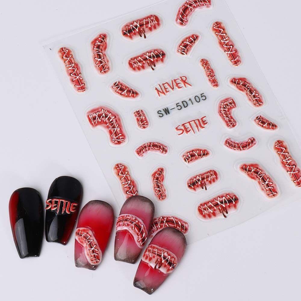 Pumpkin Shaped Halloween Nail Stickers Ghost Skull Pattern Halloween Nail Decals Funny   Girls/Lady