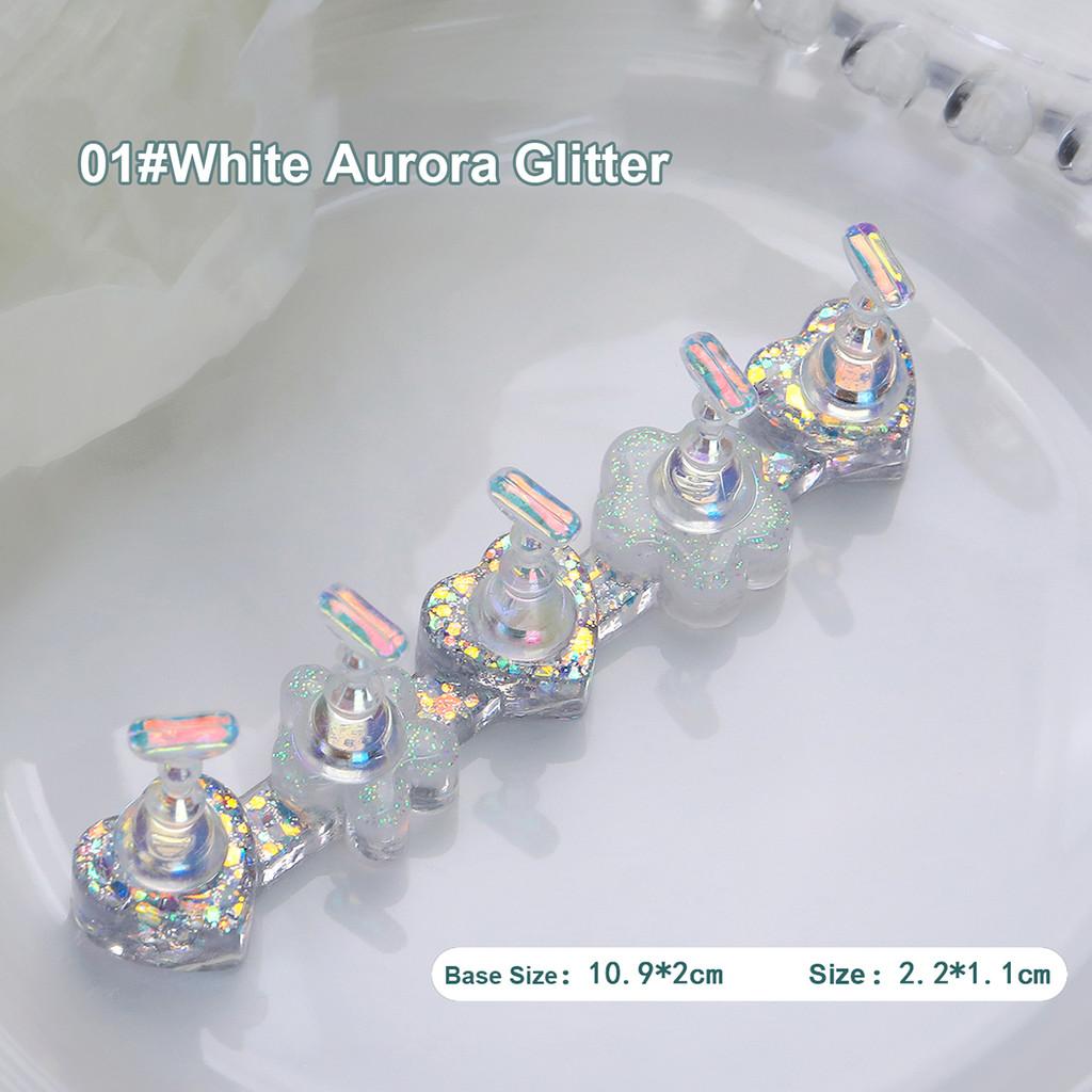 Nowy Magnetyczny Uchwyt na Paznokcie Stojak Ekspozycyjny do Ćwiczeń Żywica Laser Aurora Lodowy Przezroczysty Podstawa w Kształcie Serca Półka Ekspozycyjna Narzędzie do Nail Artu