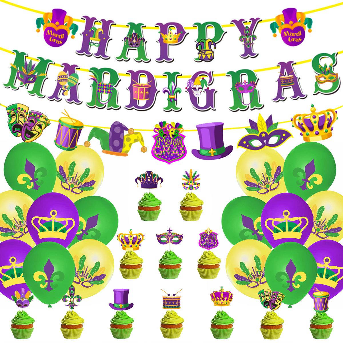 

Brazilian Carnival Theme Party Decoration Mardi Gras Banner Balloon Set Customized Brazilian Carnival Set 3