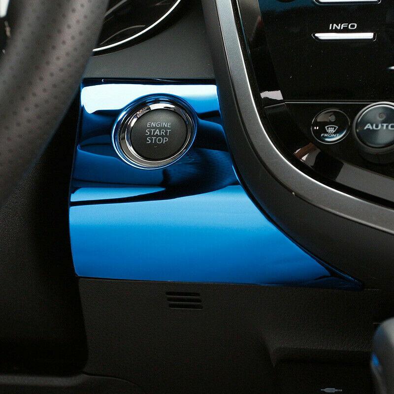 For 2018- Toyota Camry Blue Titanium Ignition Switch Start Button Panel Trim