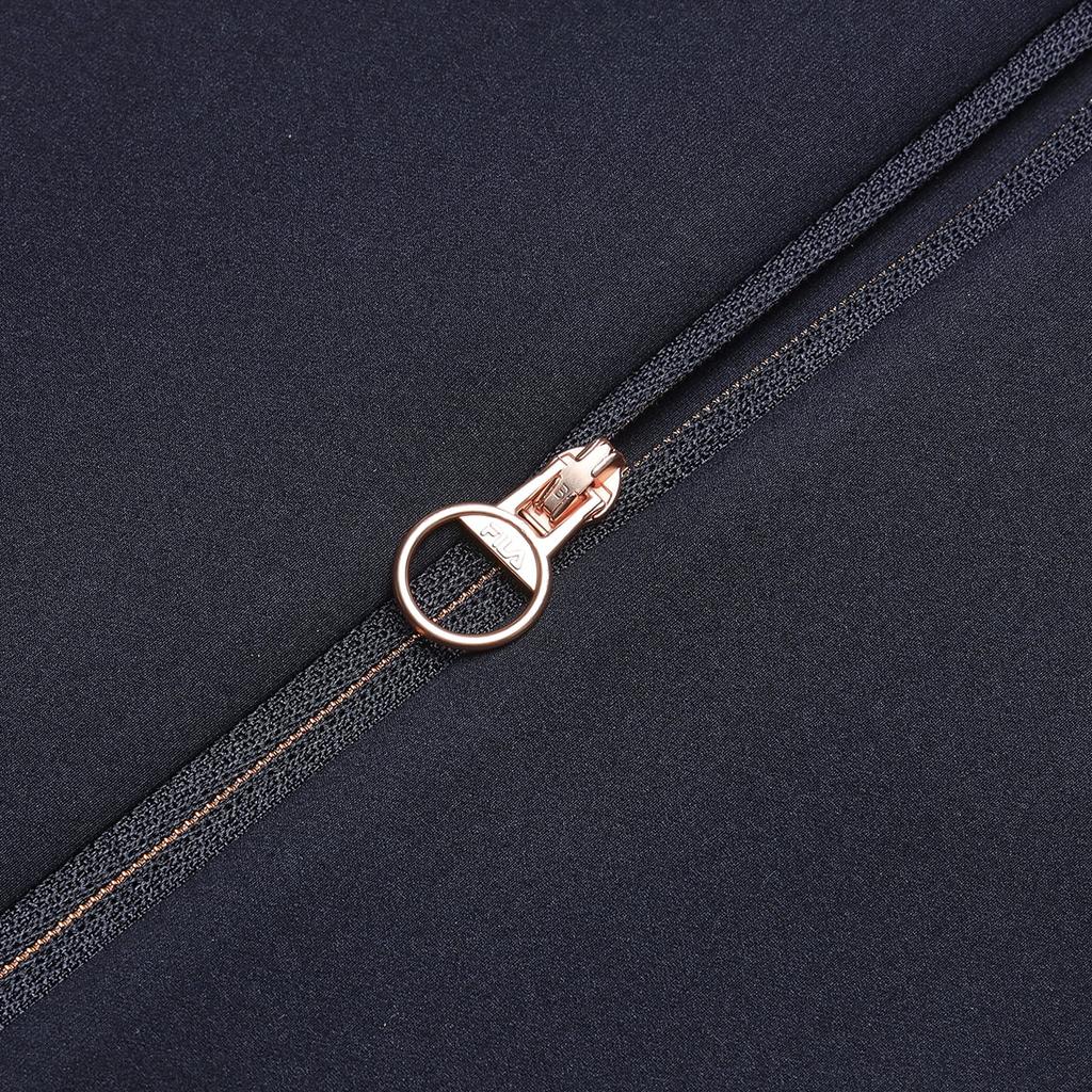 Fila Color Block Logo Hooded Fitness Knit Jacket Women jackets Royal-Blue A51W411501ANV