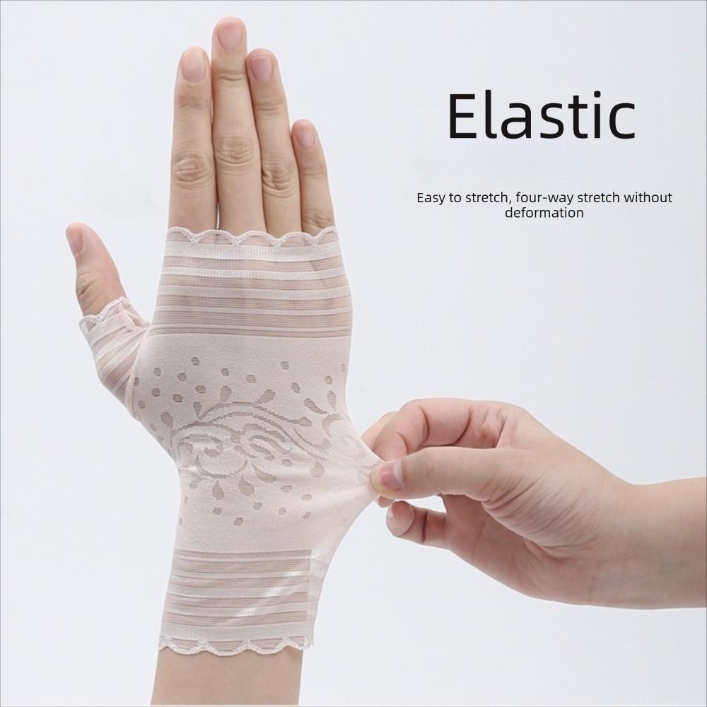1 Pair Elastic Lace Gloves Flower Pattern Bridal Gloves Vintage Mesh Gloves for Women