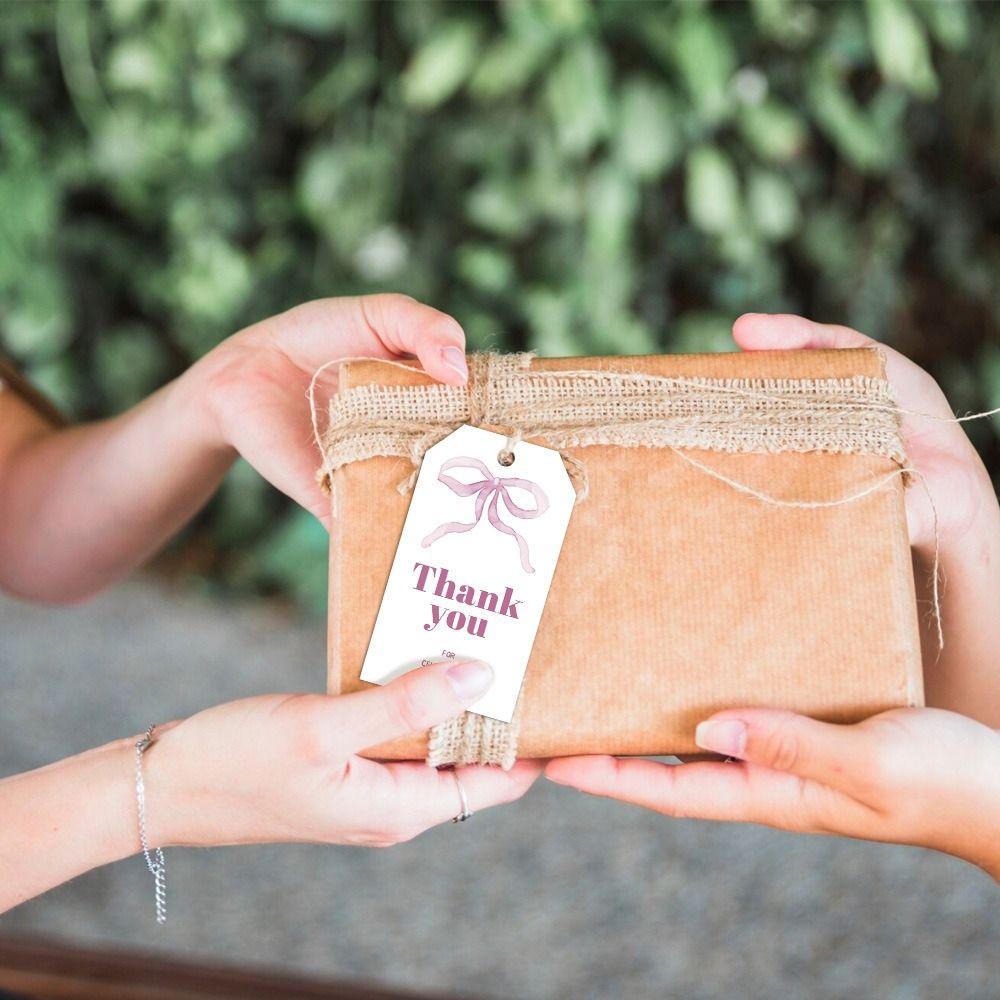 50PCS Bowknot Hang Labels with 10m Ropes Package Decoration NEW Wrapping Card Gifts