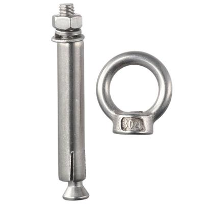 1/5Pcs with Ring Stainless Steel Expansion Anchor Eyebolt M6x70mm Silver Ceiling Hook Bolt Screw Concrete Brick Wall