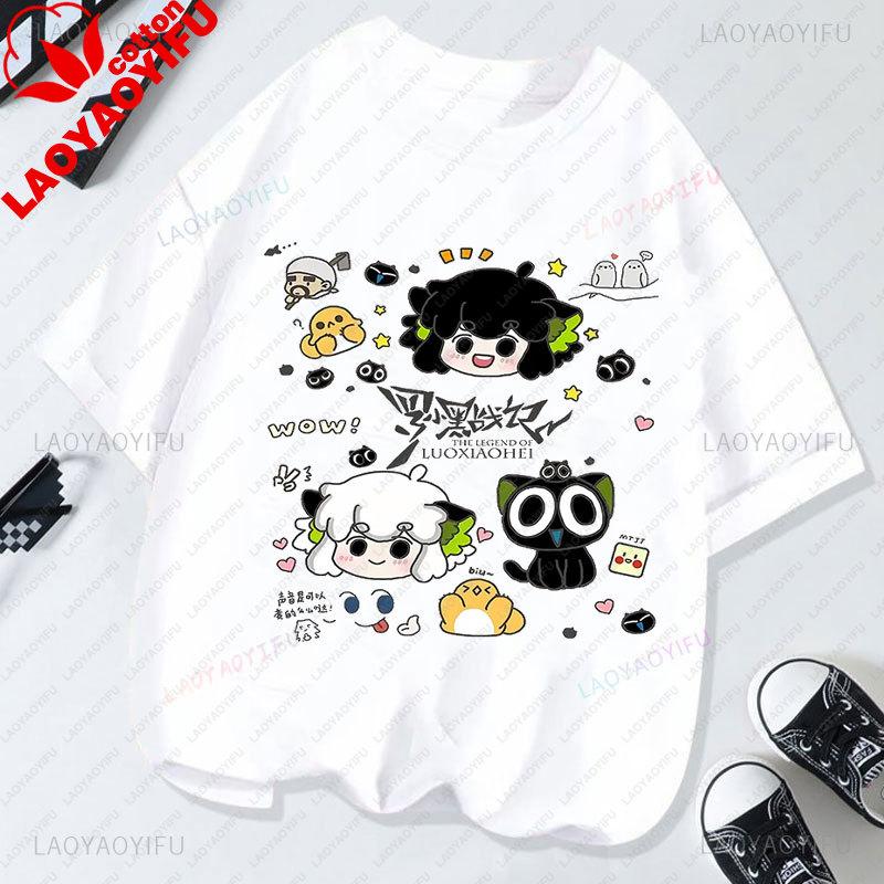 

Luo Xiaohei War Anime Shirt Unisex Women Boys Girls Kawaii Graphic Tshirts Two DiUnisexsional Peripheral Tops High Quality Cotton Tee XS