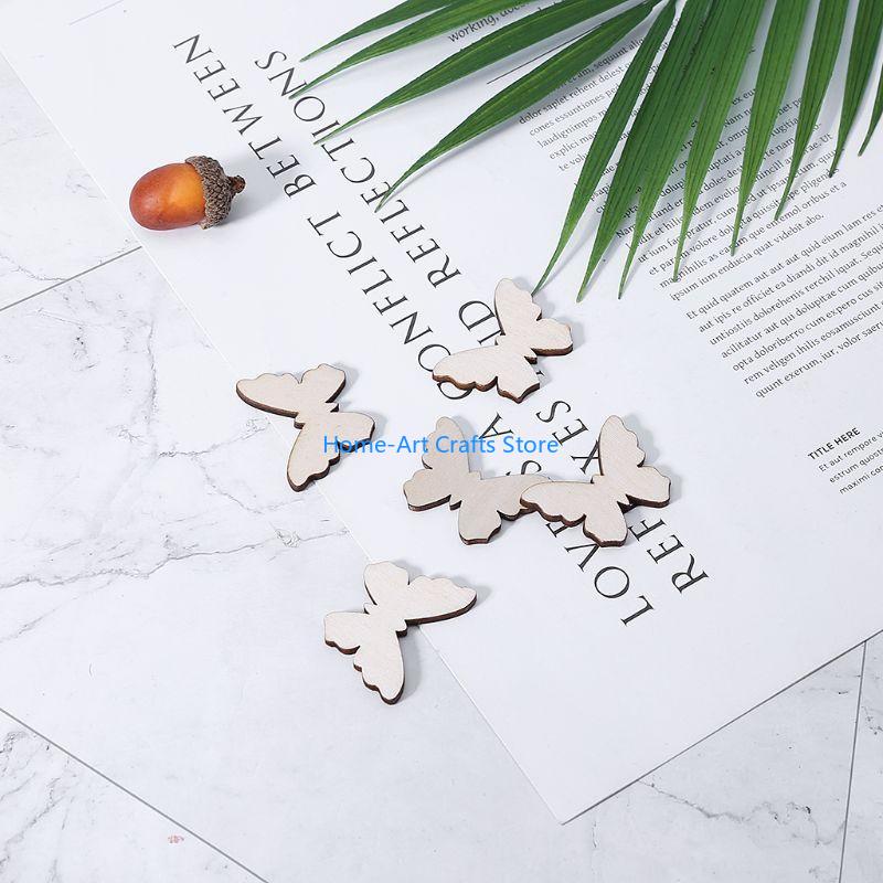 Y3NA 50 Pieces for Butterfly Natural Slices for Creative Wooden Ornament Hangings Photography Props Christmas Home