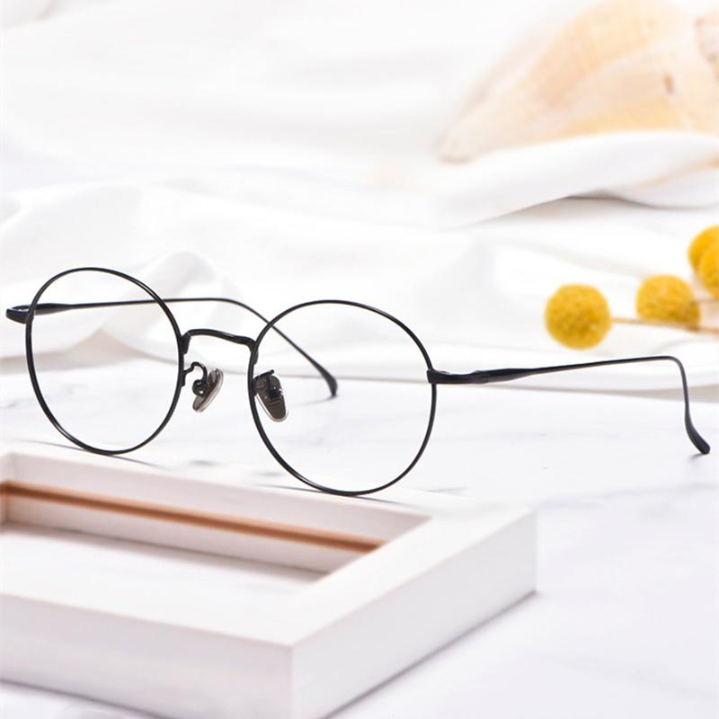 Woman Pure Titanium Round Retro Glasses Frame Full Frame Myopia Glasses Men Fashion Glasses Frame Prescription Glasses