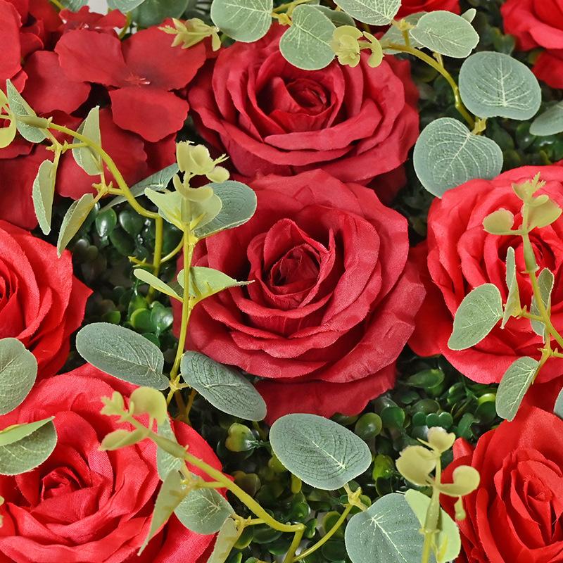 Simulation Flower Wall Three-dimensional Background Wall Decoration Eucalyptus Leaf Rose Window Flower Wall Simulation Flower Large Wedding Flower Row