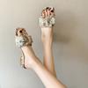 Fashion Slippers for Women 2025 New Summer Rhinestone Thick Heel Sandals for Women Fashion Flat Bottom for Women Outside Sandals