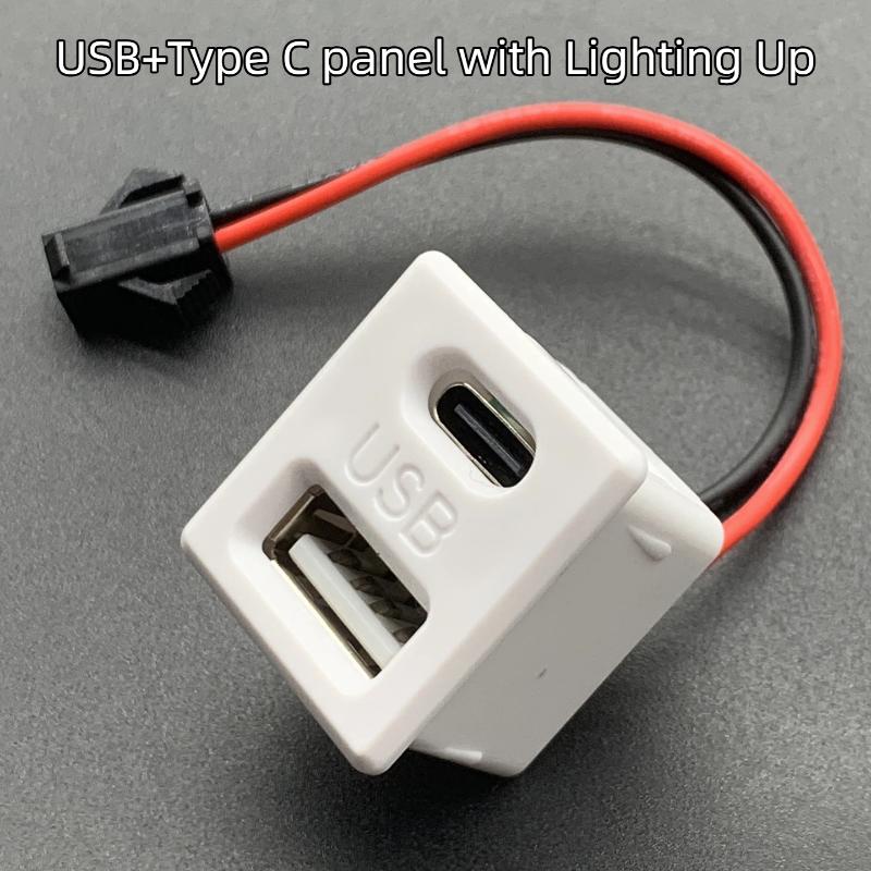 Dual Port USB C Charging Power Socket Double Layer Female Base Fast Charging with USB Reading Lamp for Travel Use