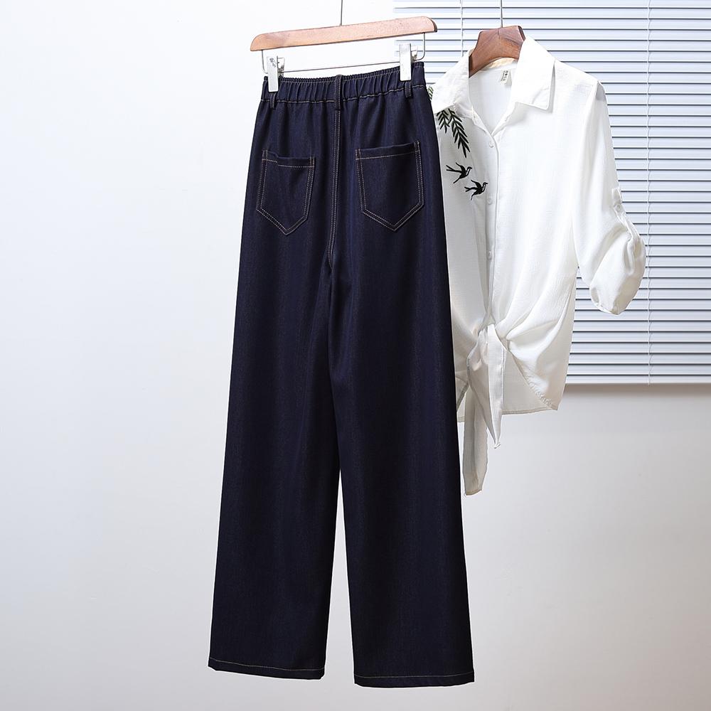 DIMANAF 2025 Autumn Plus Size Women Jeans Pants Denim Elastic Basic Blue High Waist Trousers Oversize New Pants 5XL
