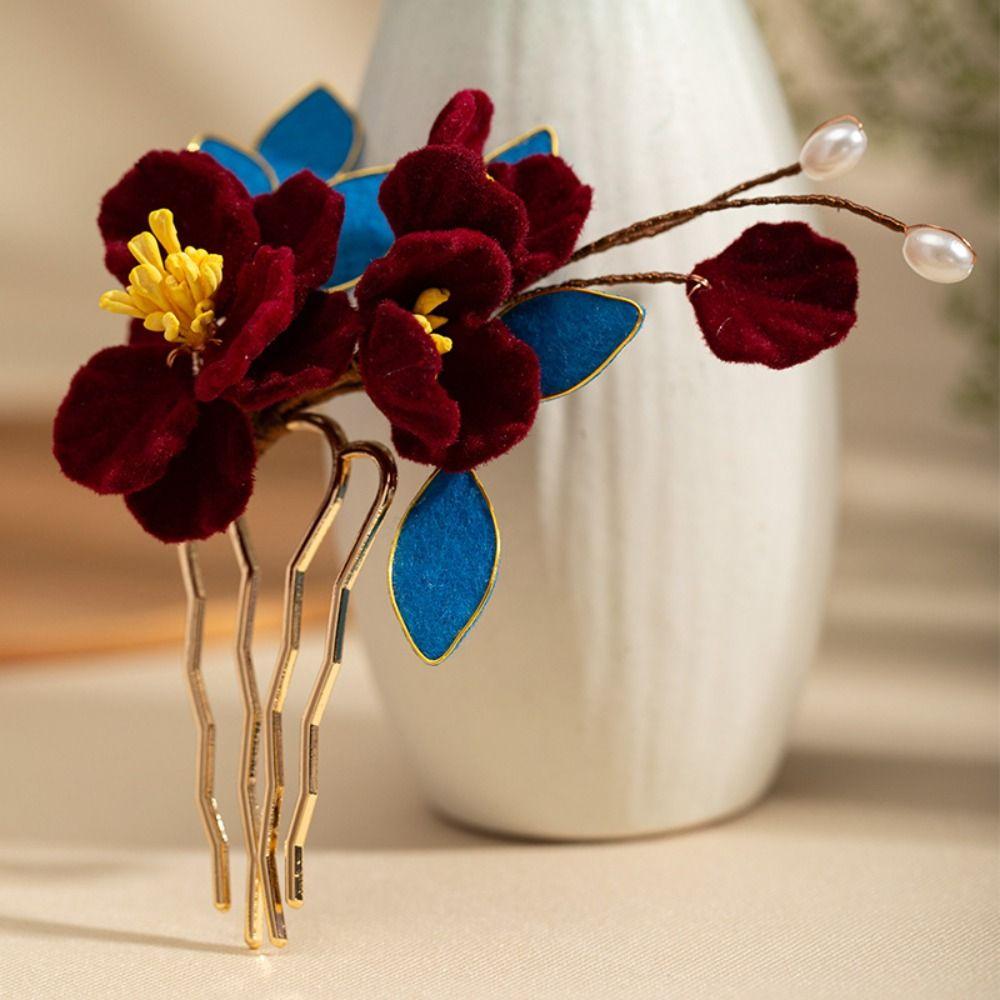 Tassel Ancient Hair Stick Pearl Hanfu Hairpin Antique Flower Hair Comb  Women